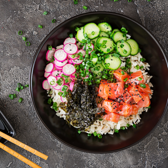 Salmon Rice Bowl with Seaweed
