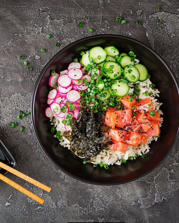 Salmon Rice Bowl with Seaweed